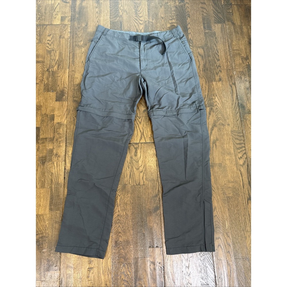 The North Face Convertible Pants Mens 34x34 Charcoal Hiking Cargo Zip Off EUC